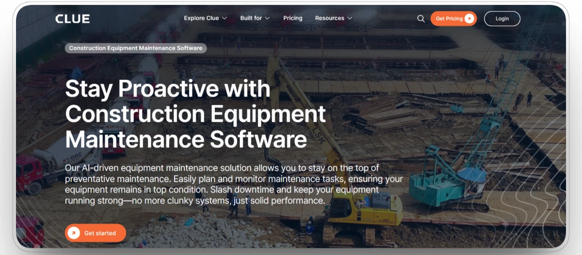 Construction equipment maintenance software dashboard for managing fleet repairs