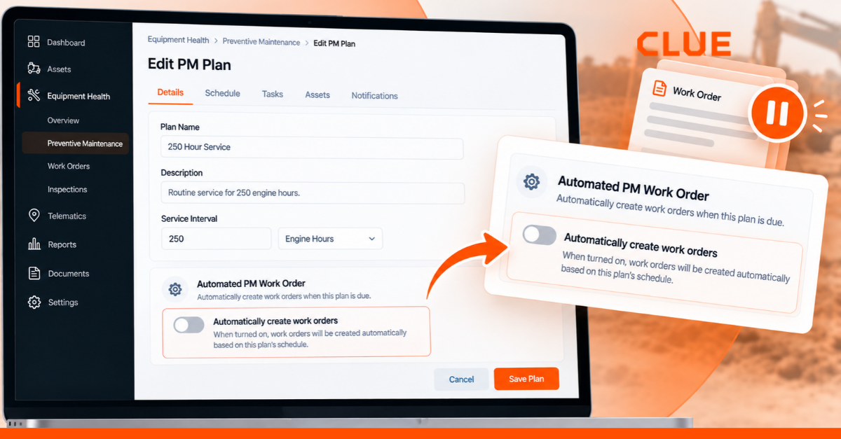 New at CLUE: Pause Automatic Work Order Creation for PM Plans