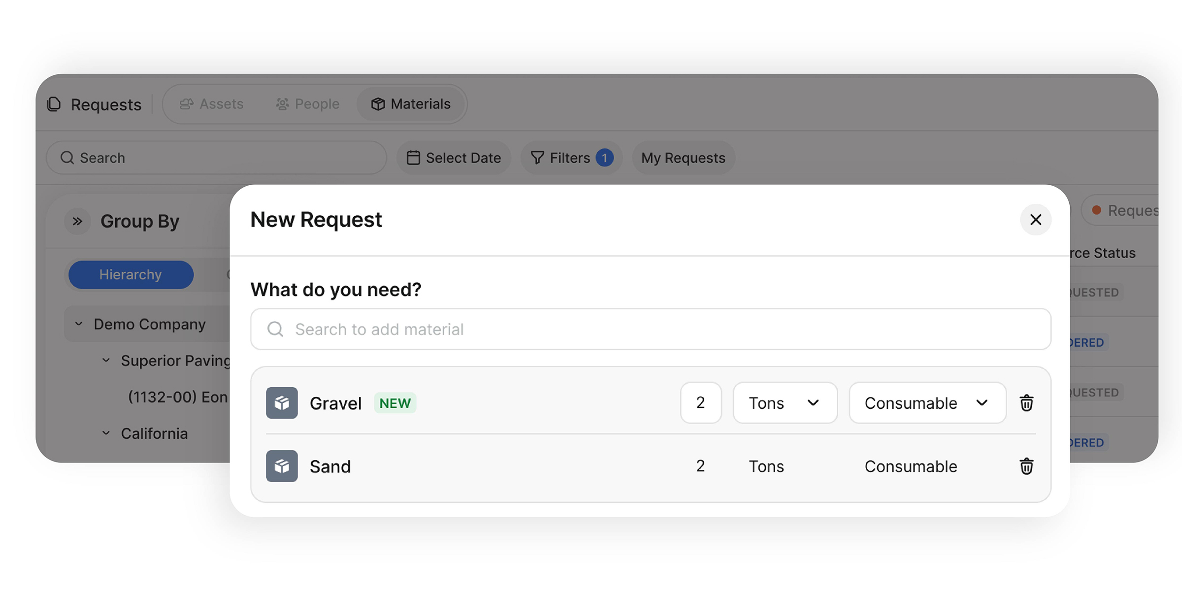 clue app dashboard for the new request