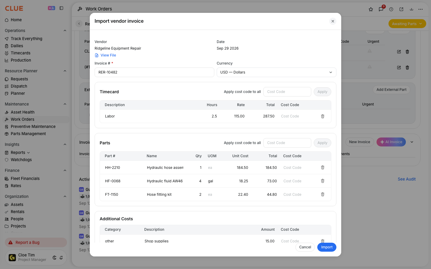 Scan Work Order Invoices from Photos and Documents