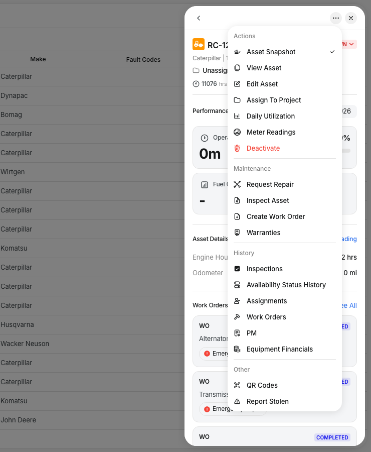 Asset actions menu with Edit Asset