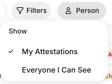 The Show menu with My Attestations and Everyone I Can See