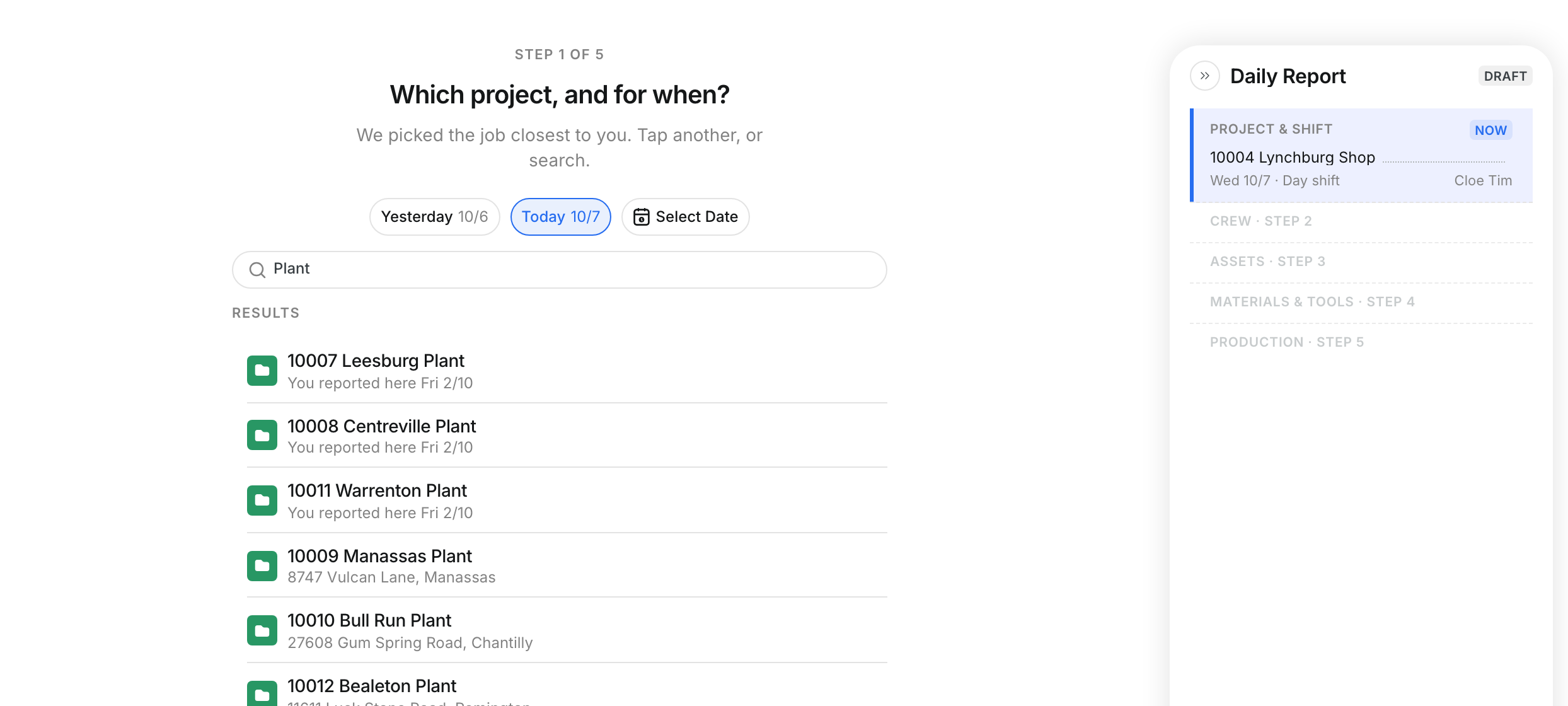 Search results for a project name