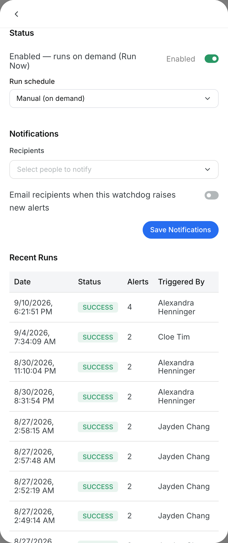 The email switch and the Save Notifications button