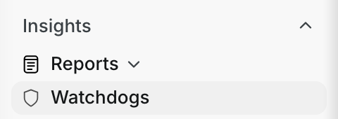 The Watchdogs item under Insights in the menu