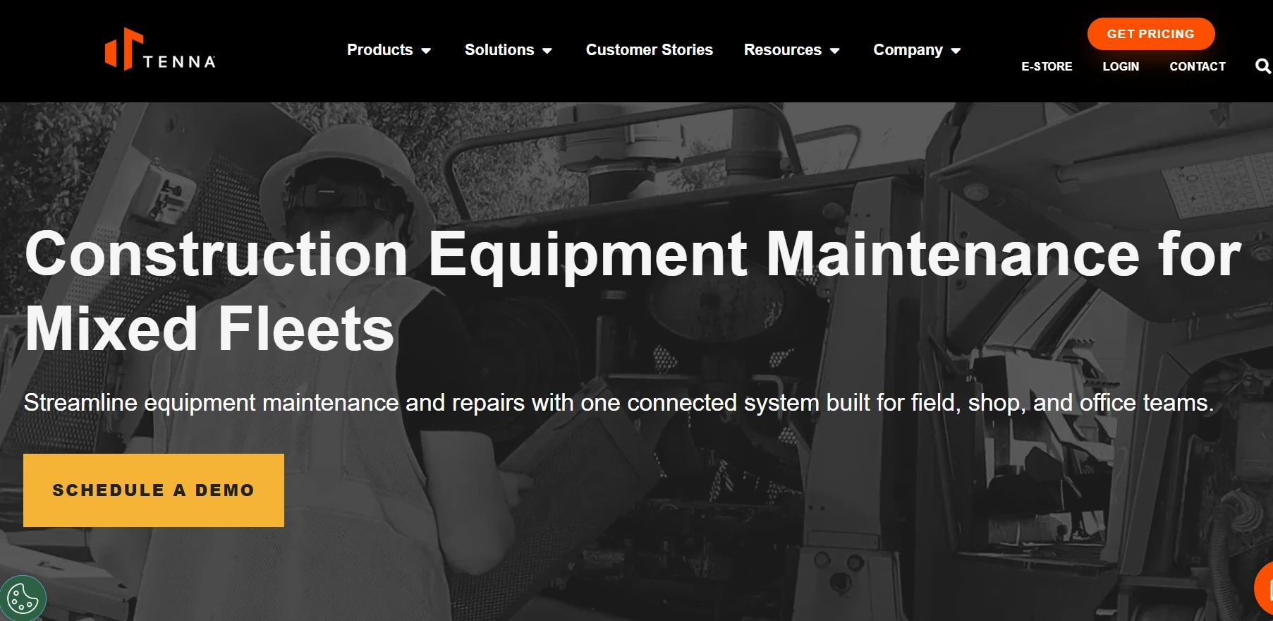 Tenna construction equipment maintenance page for mixed fleets