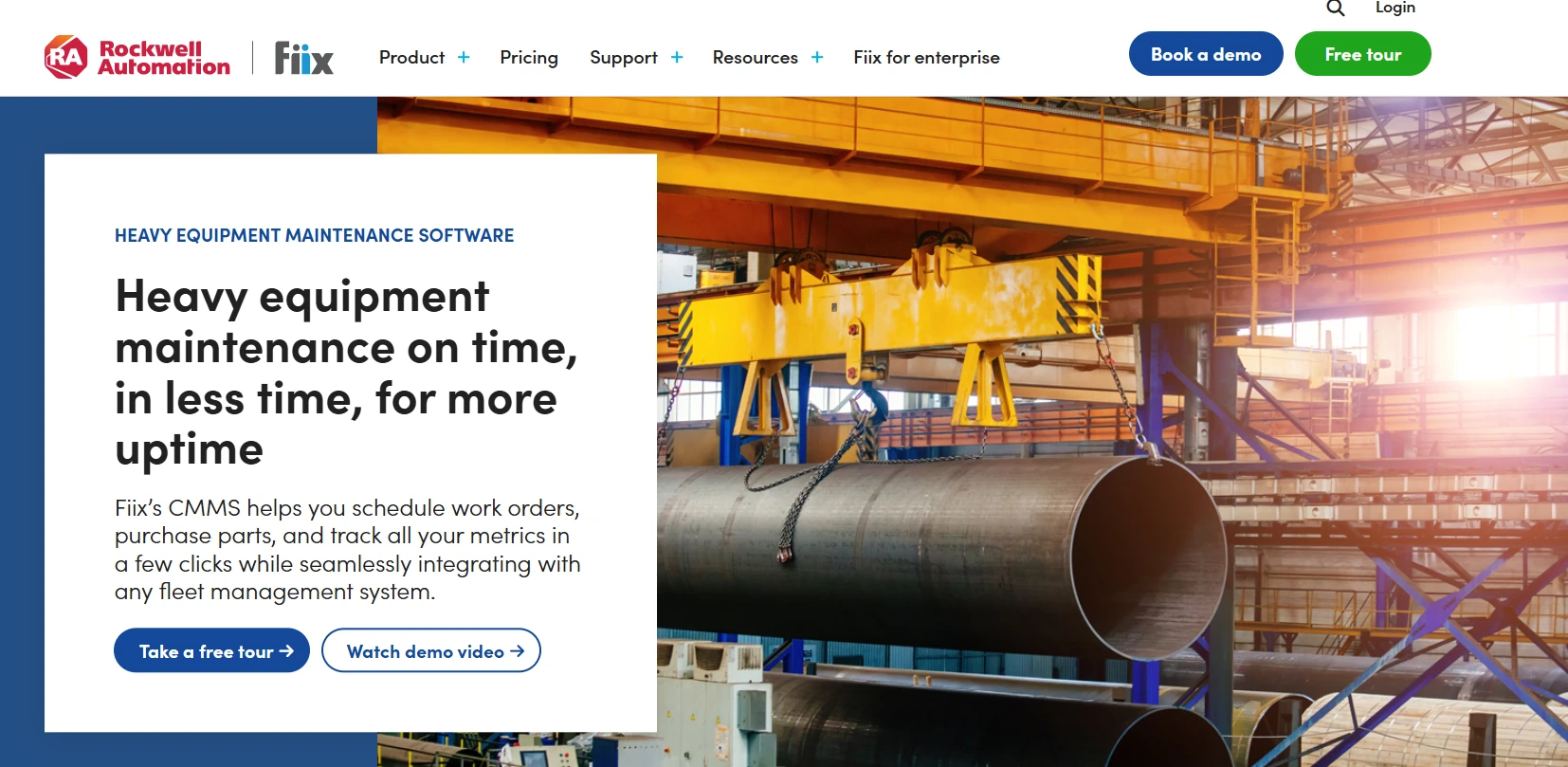 Fiix heavy equipment maintenance software page from Rockwell Automation