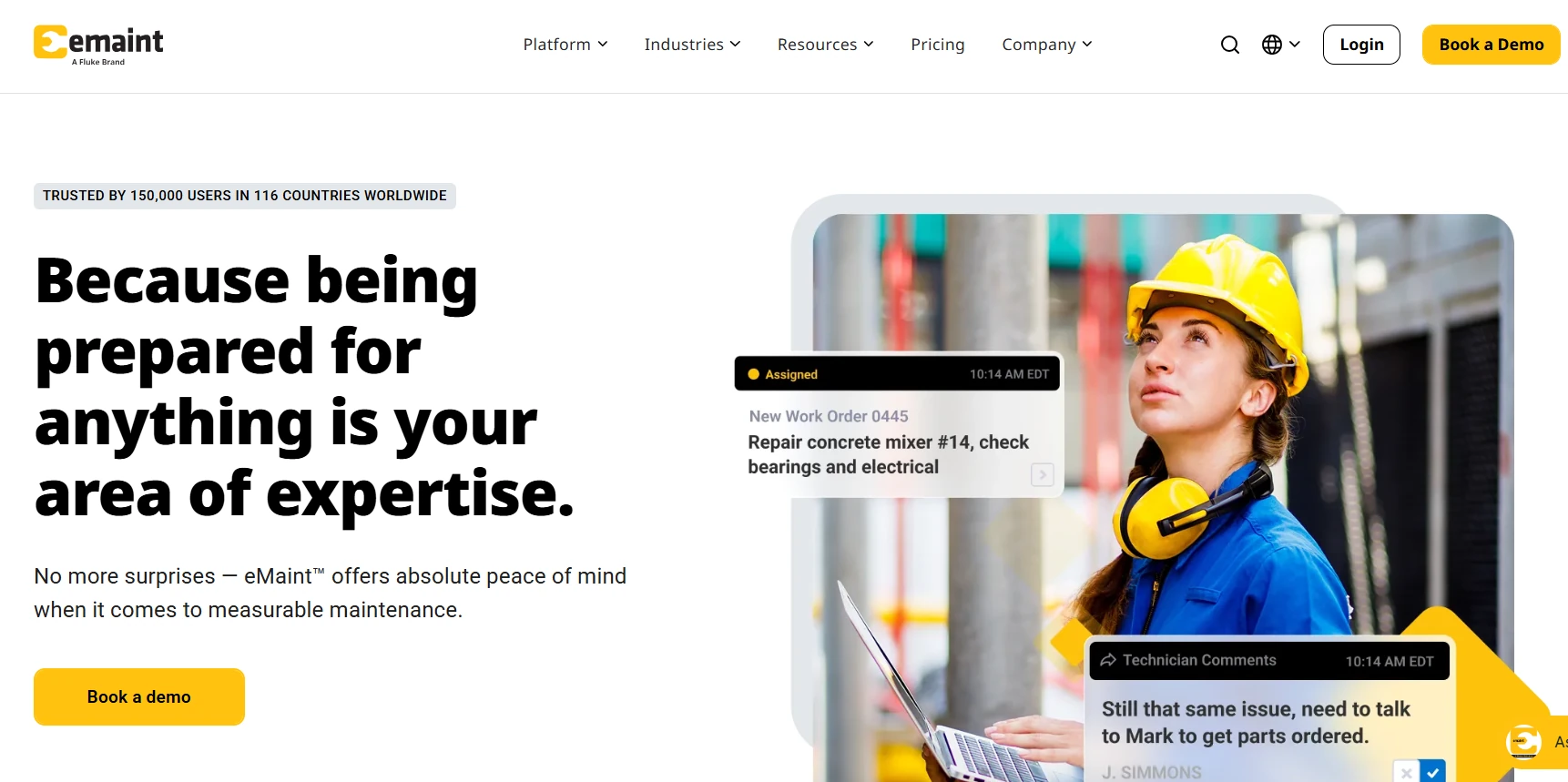 eMaint CMMS maintenance management software homepage