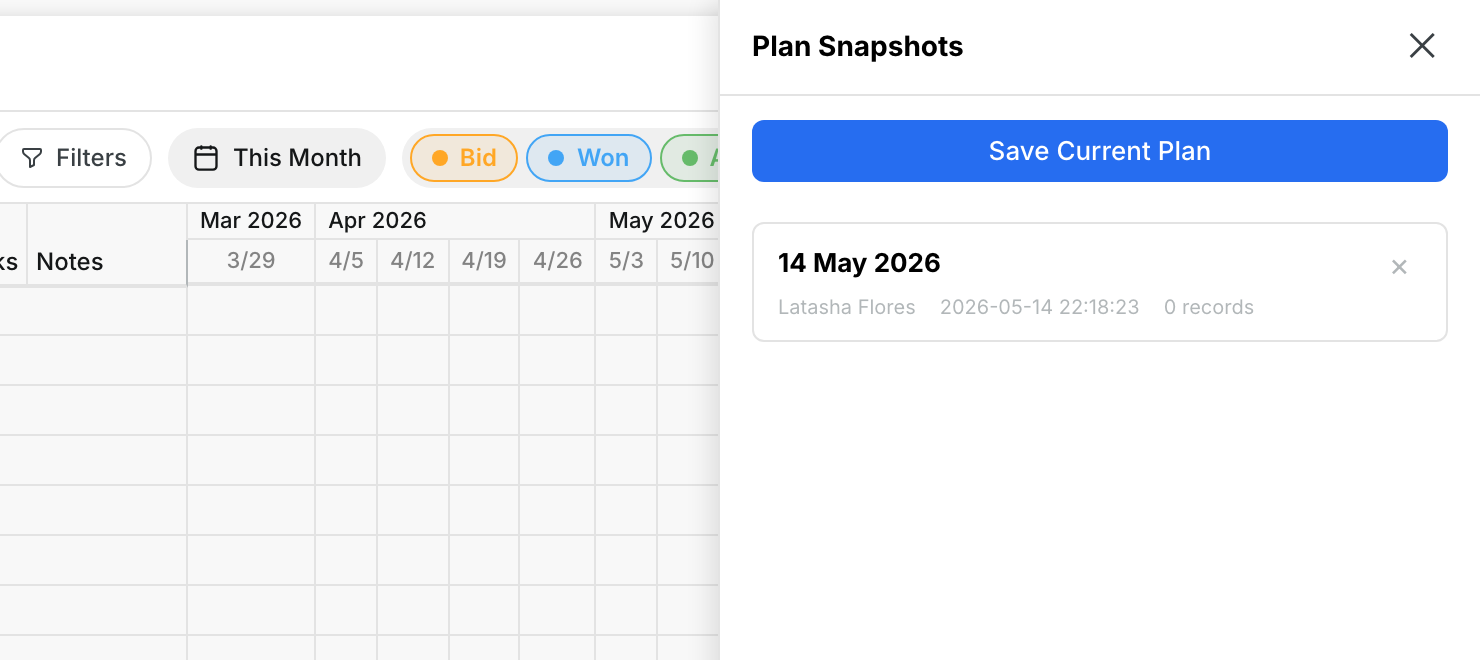 Save Plan Snapshots and Export the Planner