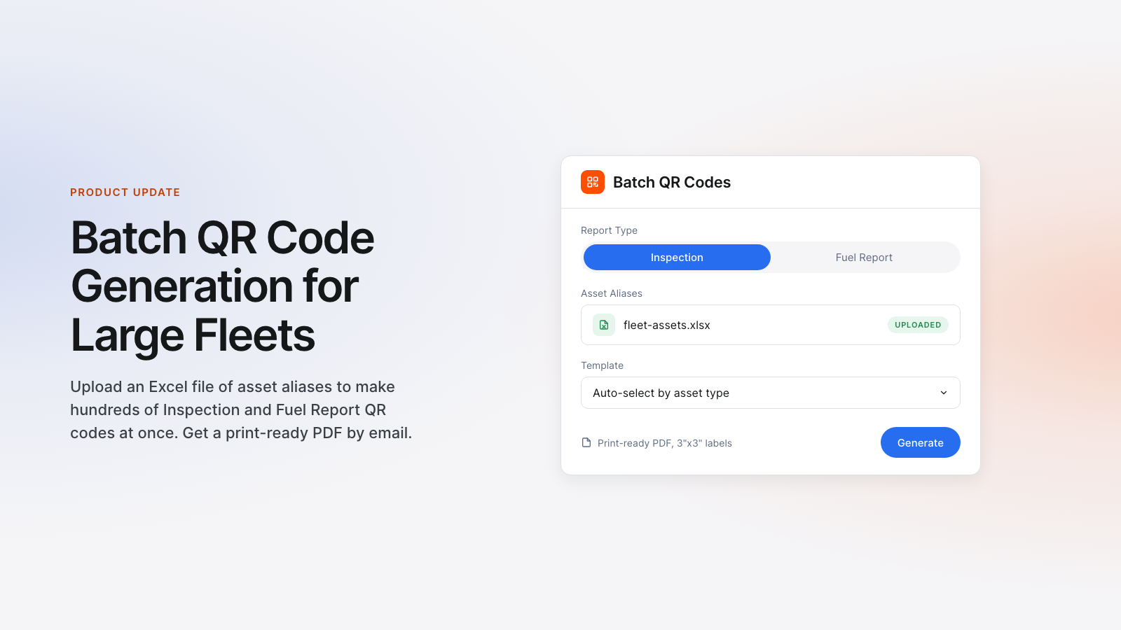 Batch QR Code Generation for Large Fleets in CLUE