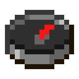 Pixel art style black compass with a red needle pointing northeast.