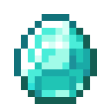 Pixel art style diamond icon with light blue and teal shading representing a gem.