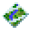 Small green map pin icon with a circular hole in the center and a white dot on its upper right edge.