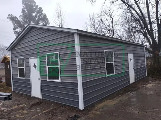 A 12x24 lofted cabin with a porch.