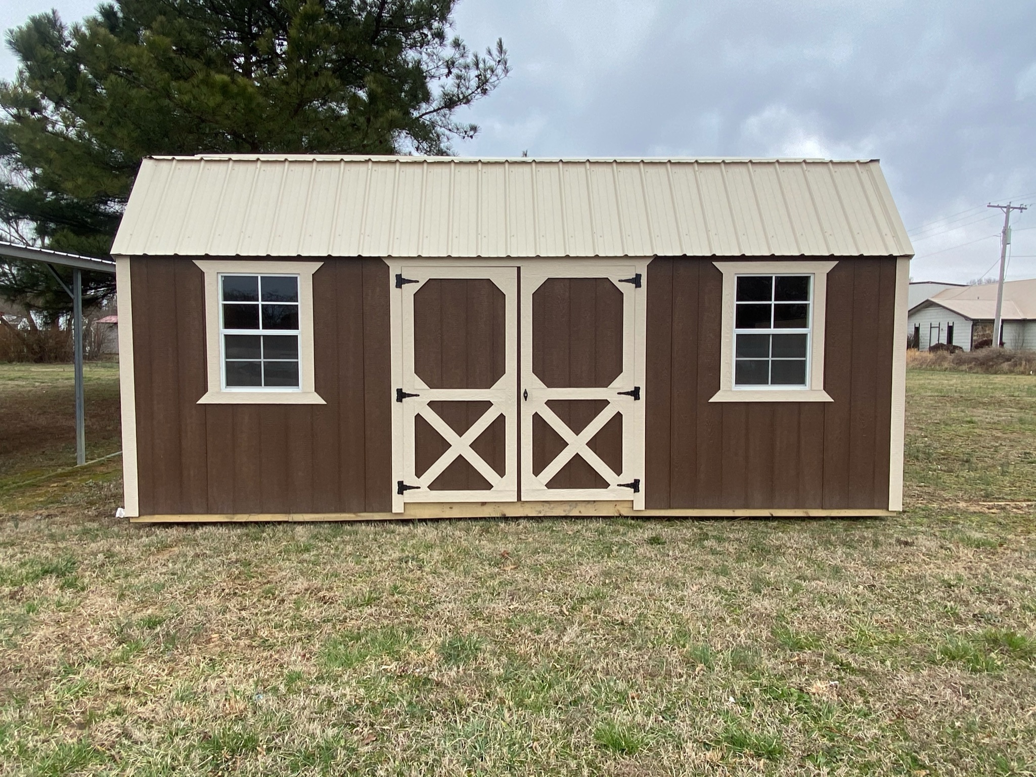 A 12x24 lofted cabin with a porch.