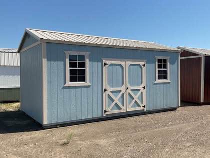 A 12x24 lofted cabin with a porch.