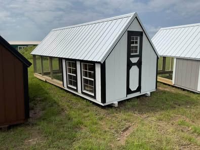 A 12x24 lofted cabin with a porch.