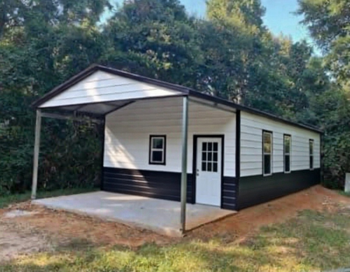 A 12x24 lofted cabin with a porch.