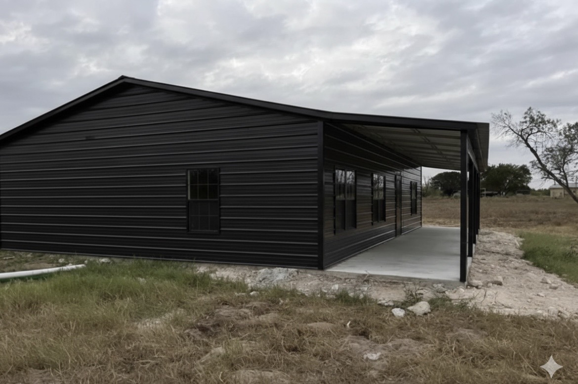 A 12x24 lofted cabin with a porch.