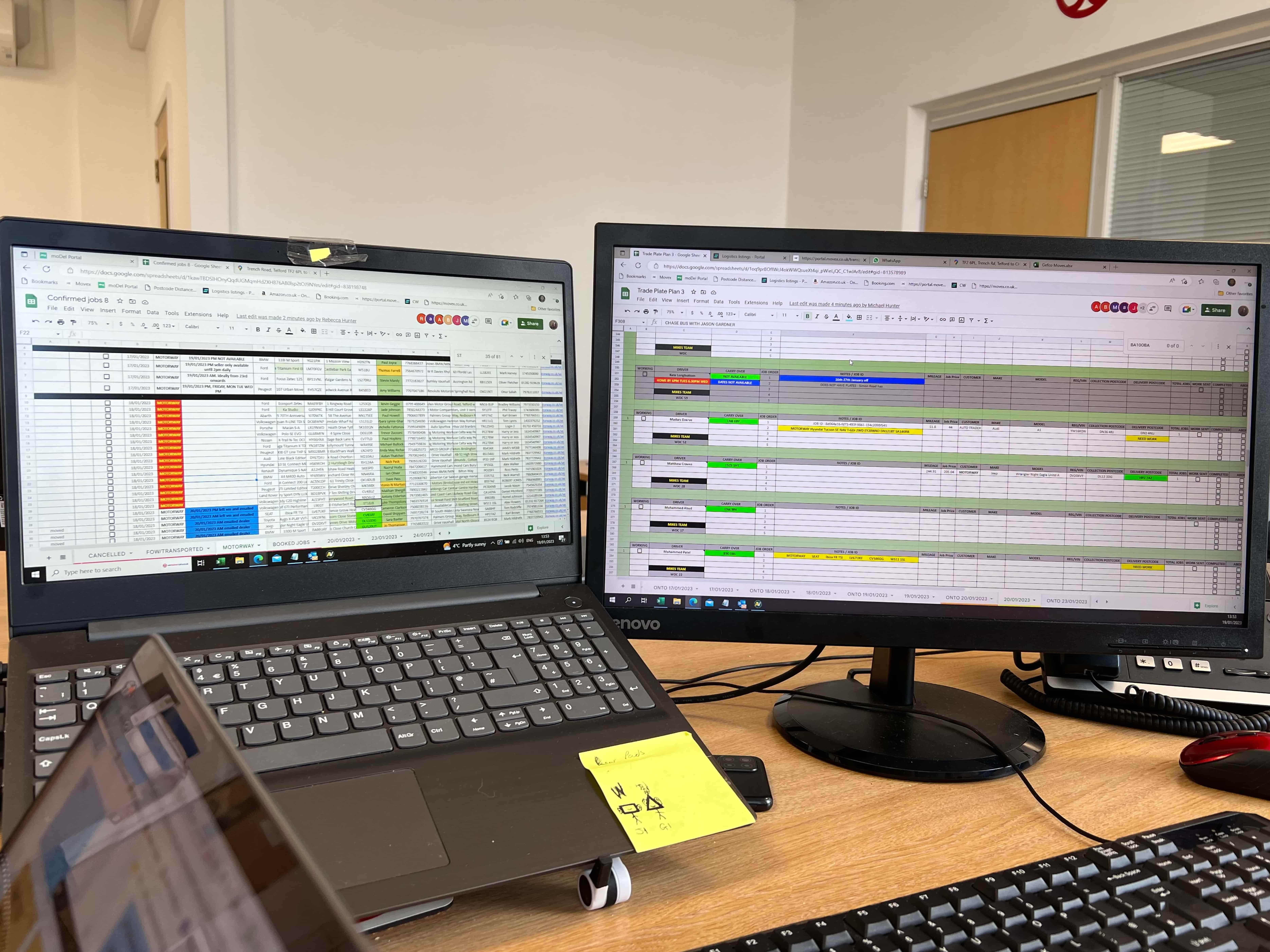 Photo of a WDC planner's desk setup during contextual research
