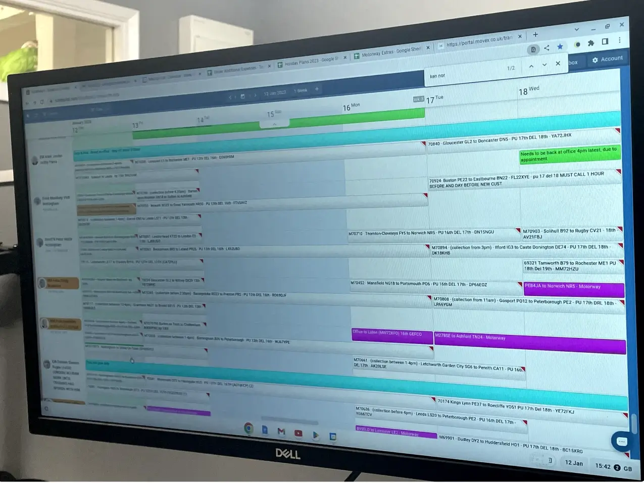 Example screen from ECO Scheduleit