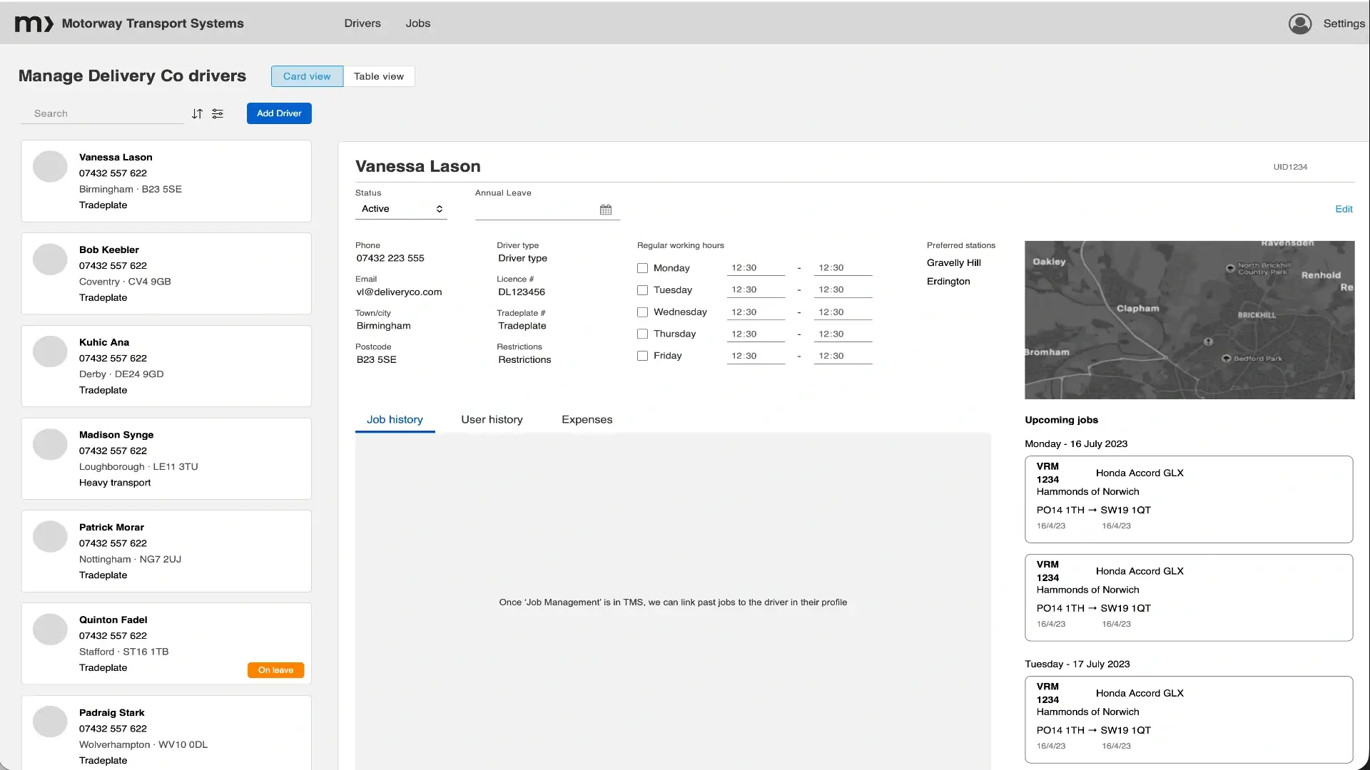 User management screen variation under test