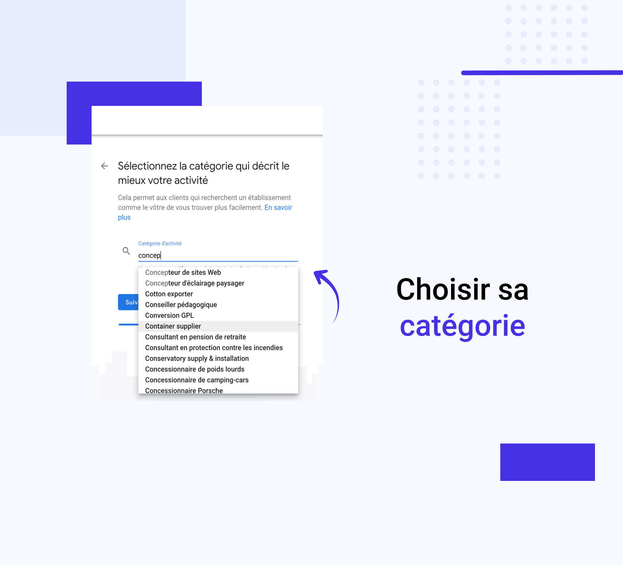 Créer Page Google Business Profile: Etape 4 - Choisir sa catégorie