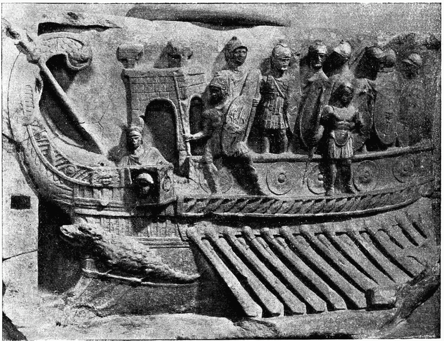 Roman naval ship depicted in a temple carving