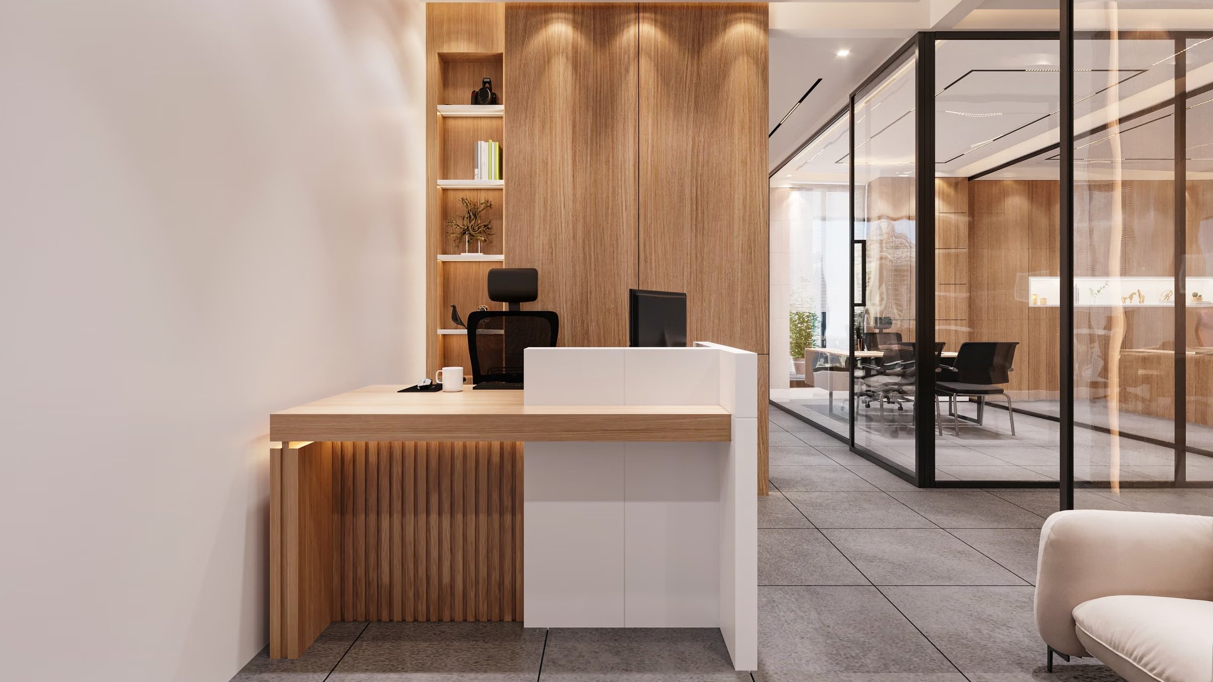 Contemporary office reception area