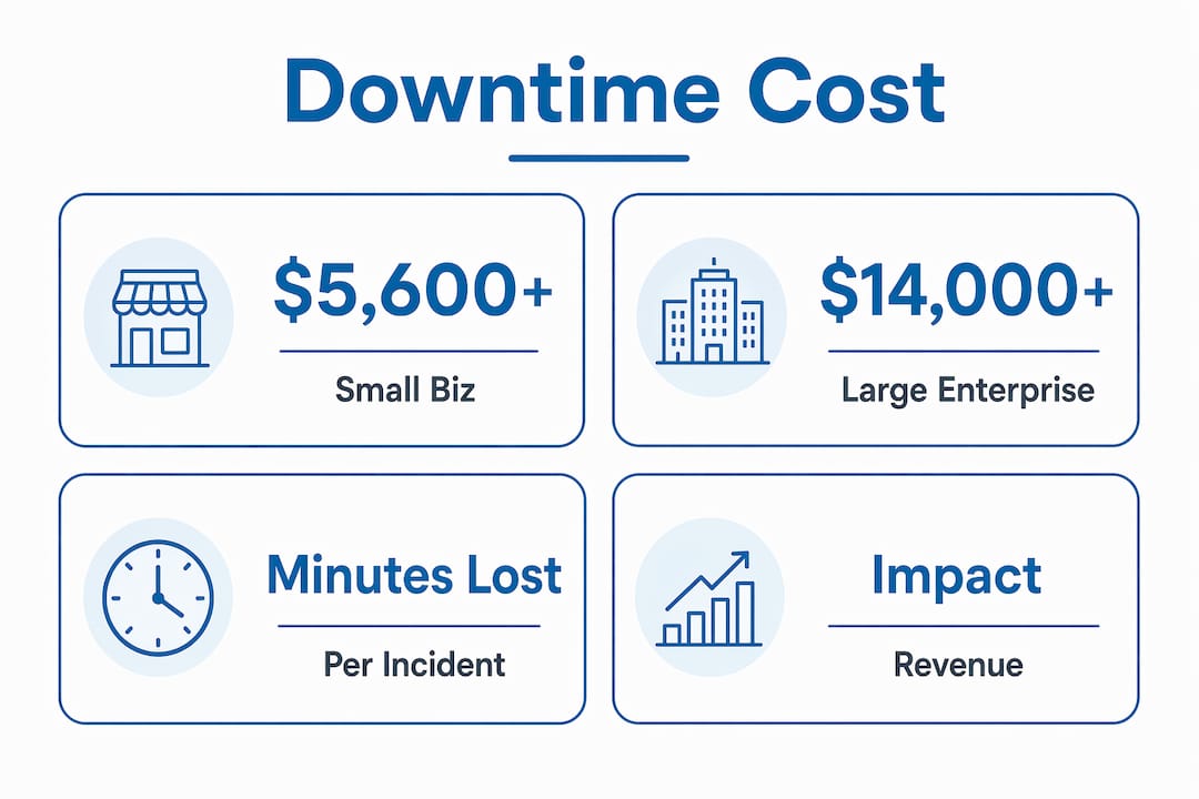 Infographic showing IT downtime cost statistics