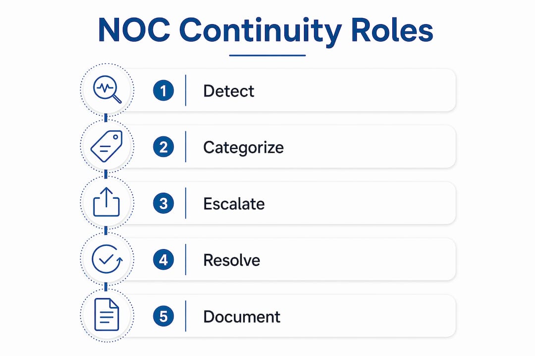 Infographic illustrating NOC business continuity roles