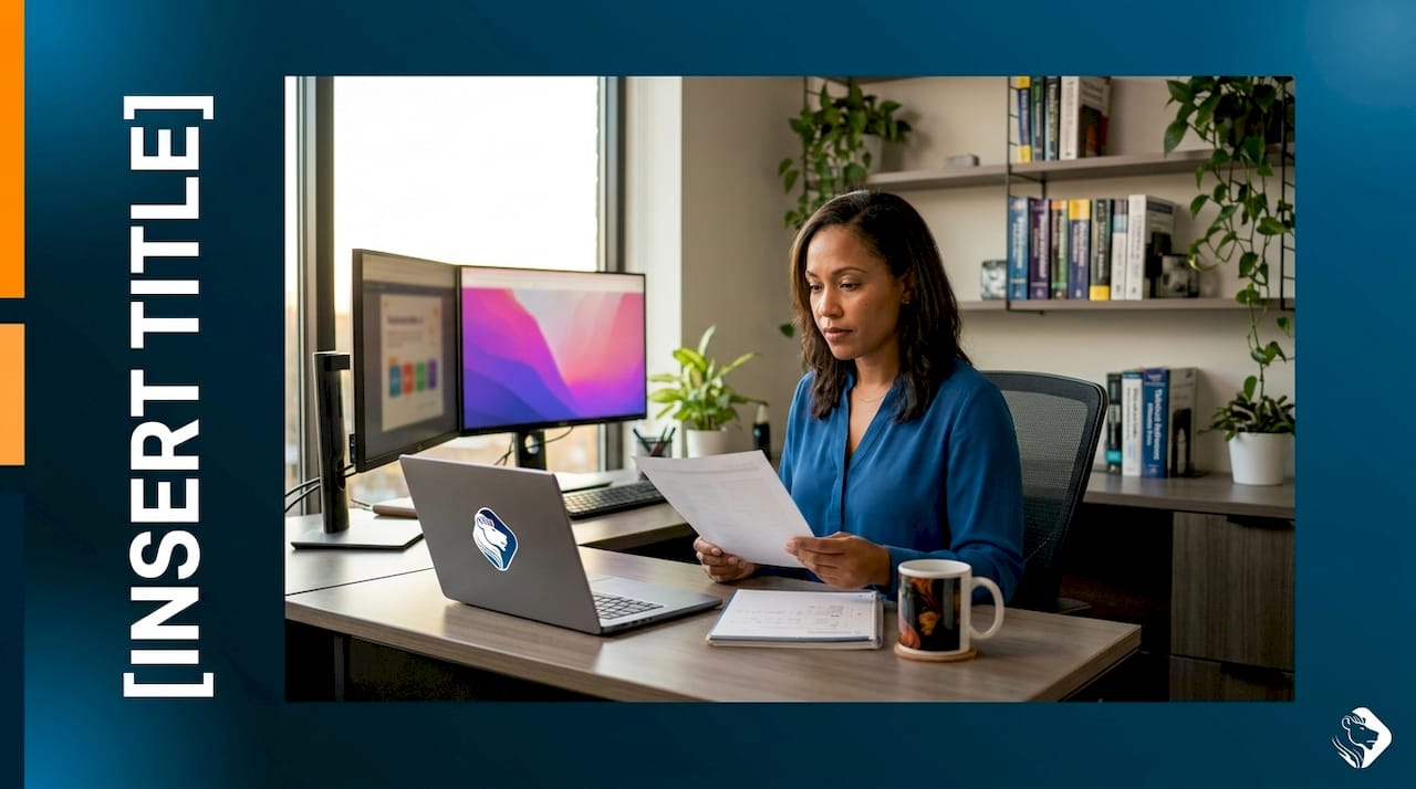In-house IT worker typing at desk with dual monitors