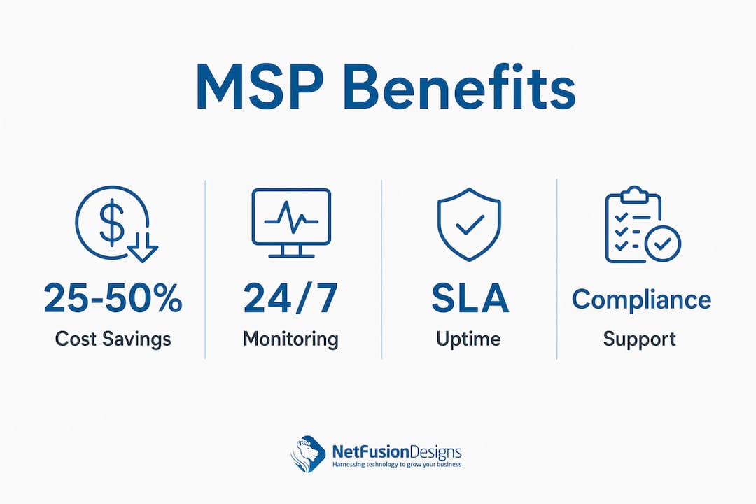 Infographic showing managed services key benefits