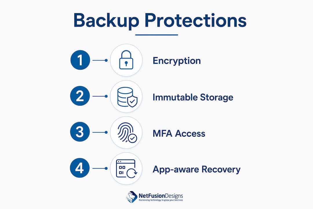 Infographic showing cloud backup technology protections