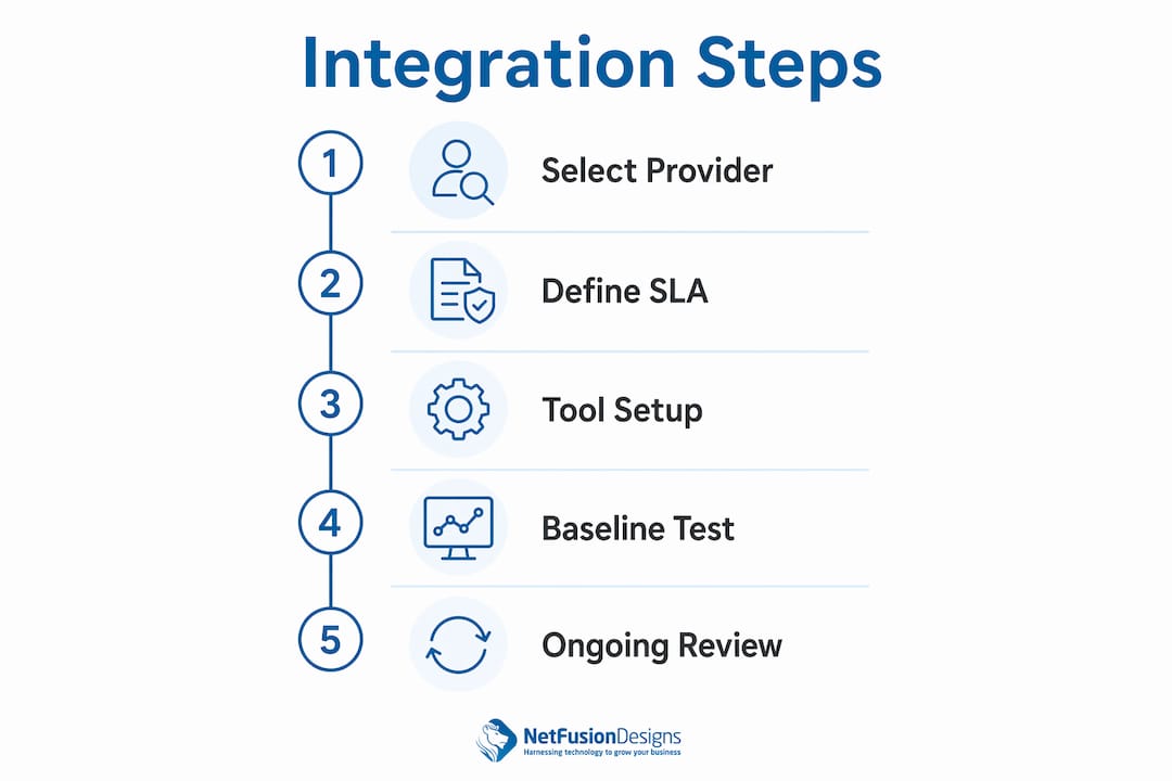 Infographic showing steps to onboard cybersecurity services