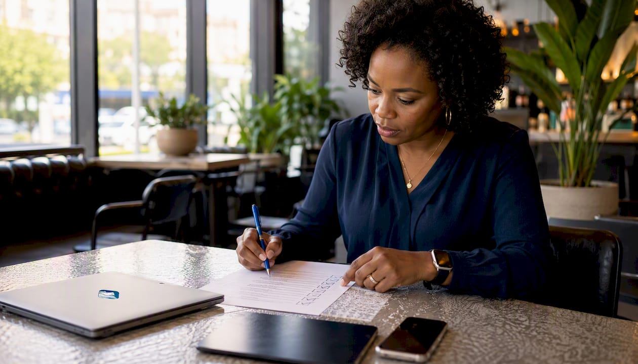 Hands checking MSP security compliance checklist