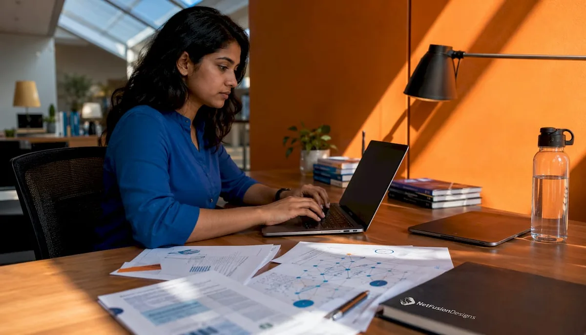 Nonprofit IT specialist typing at desk in office