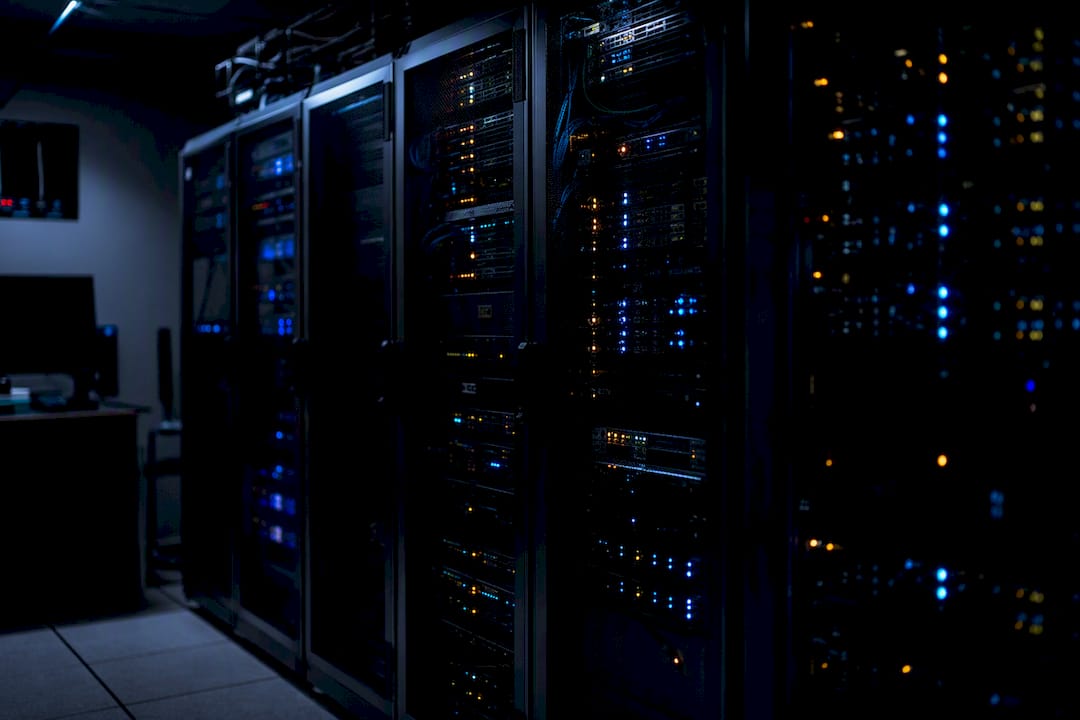 Close-up of cybersecurity hardware lights
