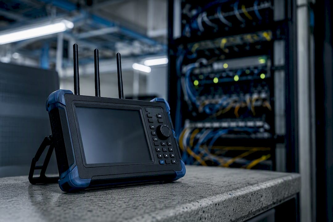 Wireless signal analyzer in factory network closet