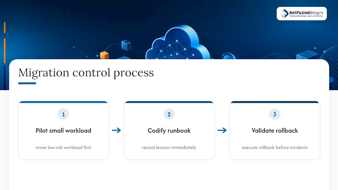 Three-step cloud migration pilot and rollback process