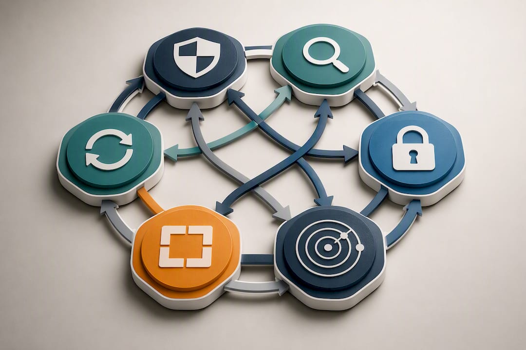 Six connected NIST cybersecurity response functions