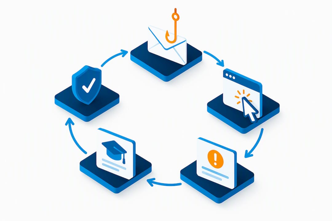 Phishing simulation learning loop illustration