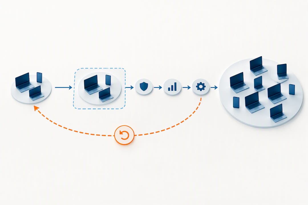 Pilot rollout path with rollback option