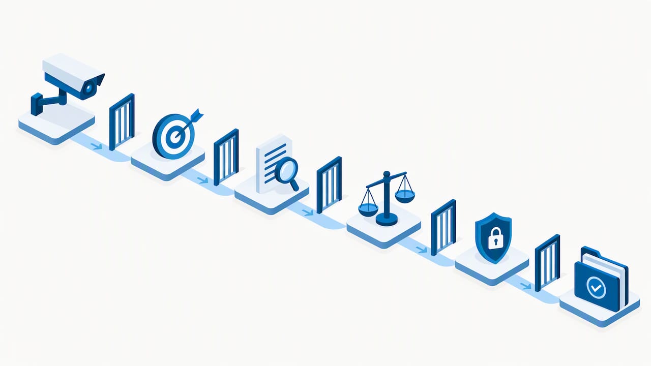 Five-stage workplace surveillance compliance review
