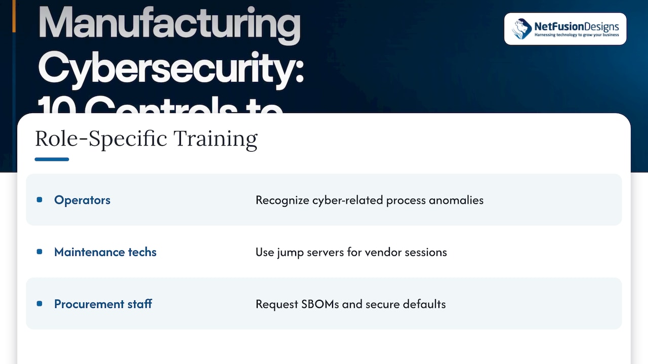 Three manufacturing roles and their cybersecurity training