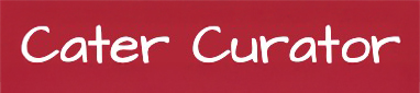 White text 'Cater Curator' on a red rectangular background.