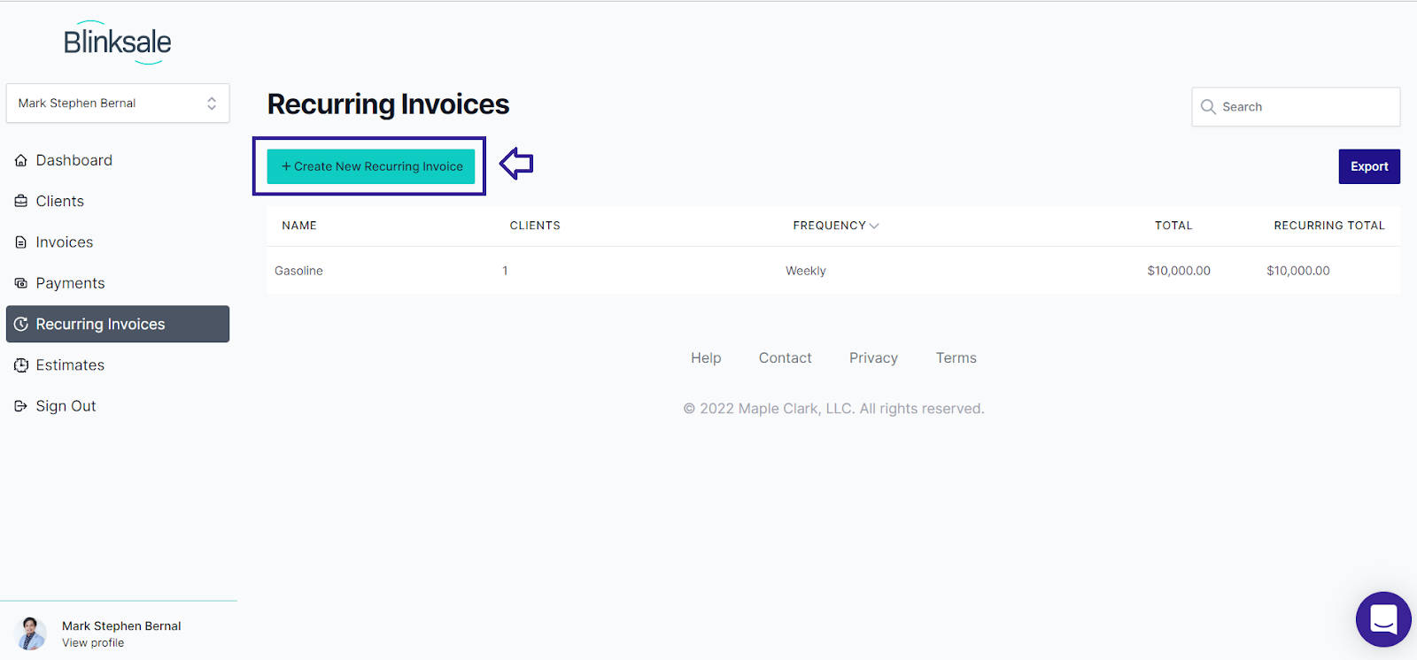 create recurring invoice