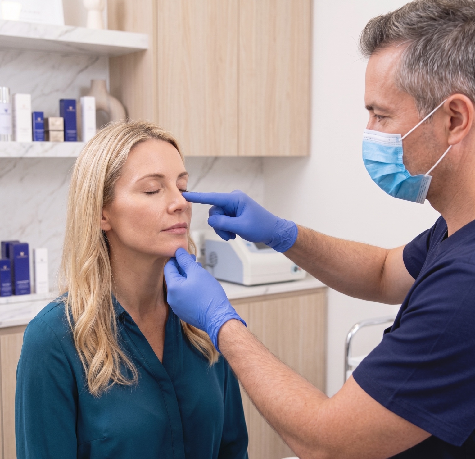 Doctor performing sinus procedure