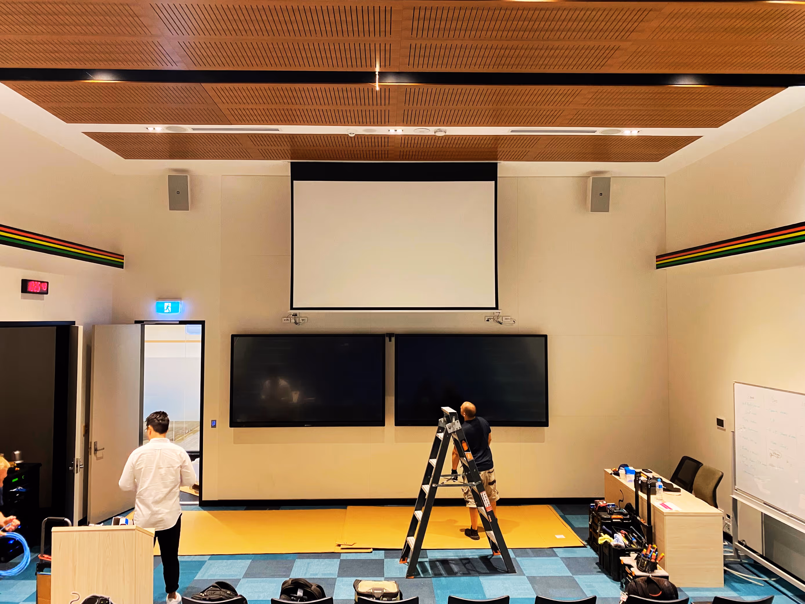 Auditorium Zoom Room installation in progress