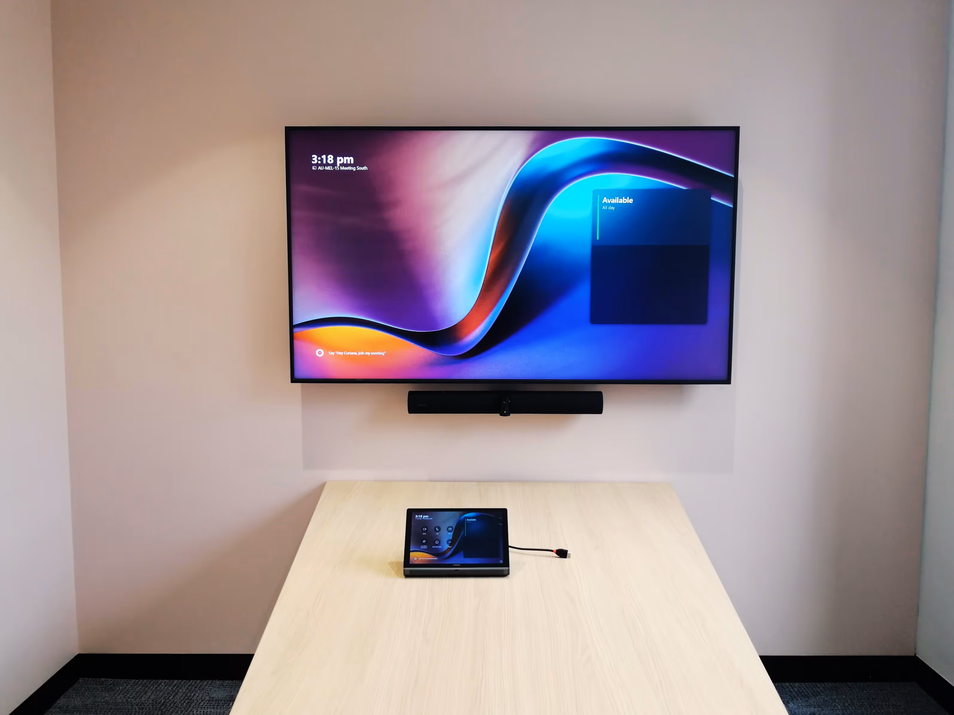 Small Microsoft Teams Room with Crestron Flex and Jabra components